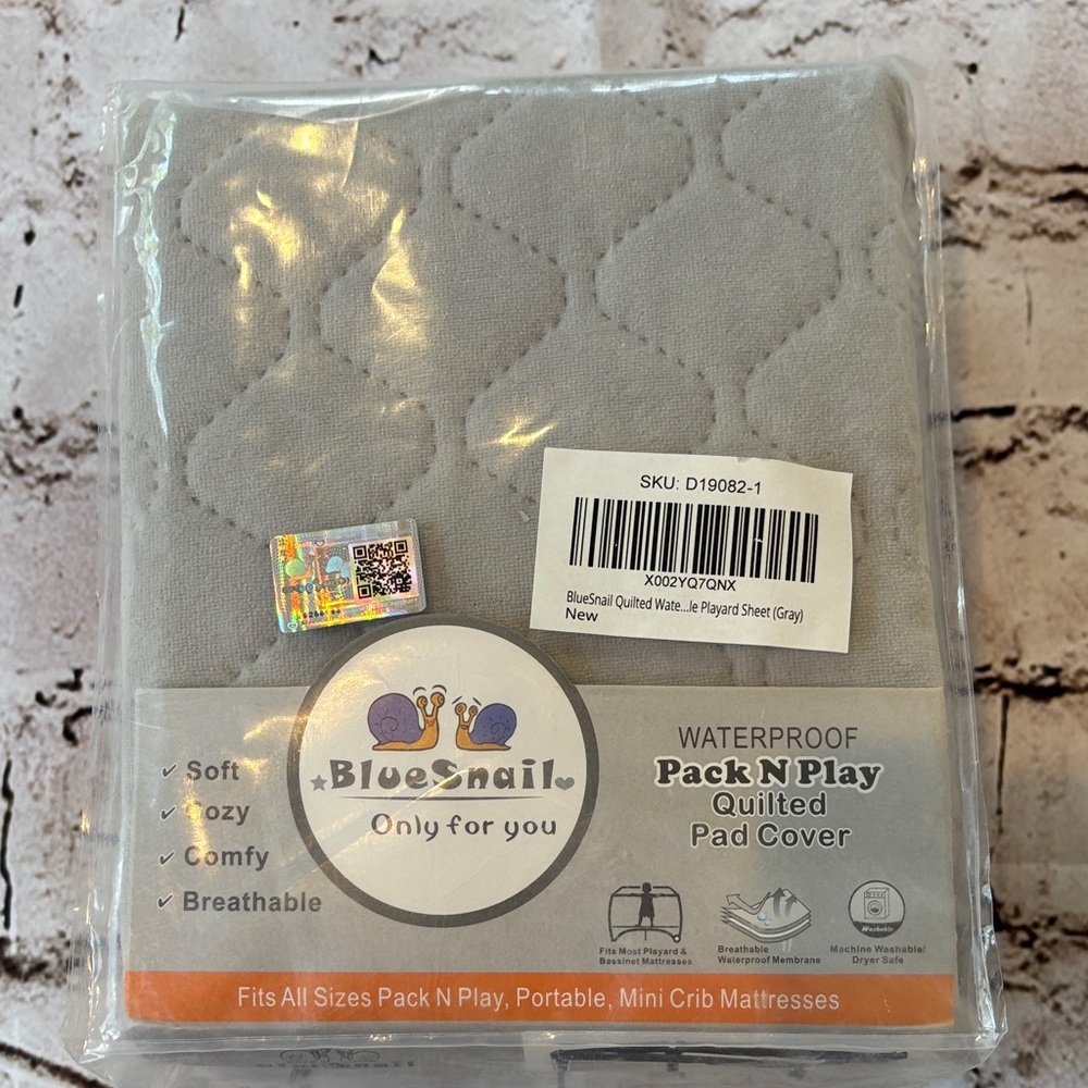 New! Pack N Play BlueSnail Gray Quilted Pad Cover Mini Crib Mattress